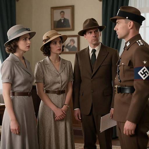 1930s Group Portrait with a Tense Atmosphere