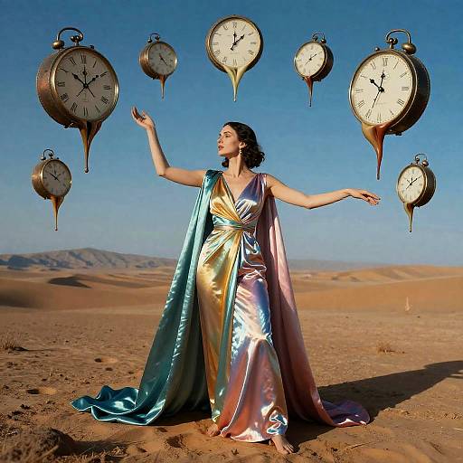 Surreal Woman in Iridescent Fabrics