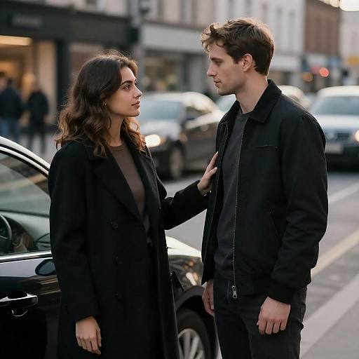 Romantic City Scene with Black Car