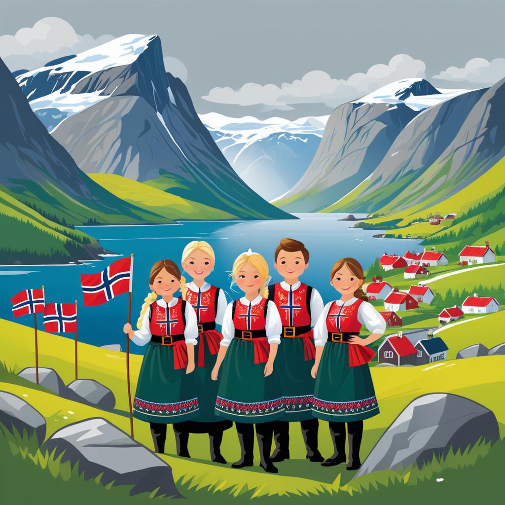 Festive T-Shirt Design for Norwegian National Day