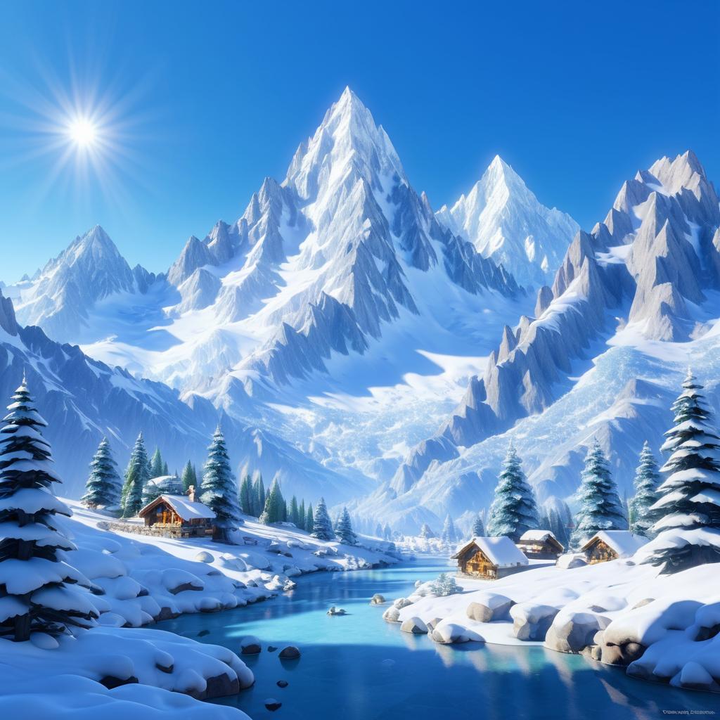 Stunning Snowy Mountain Landscape Render