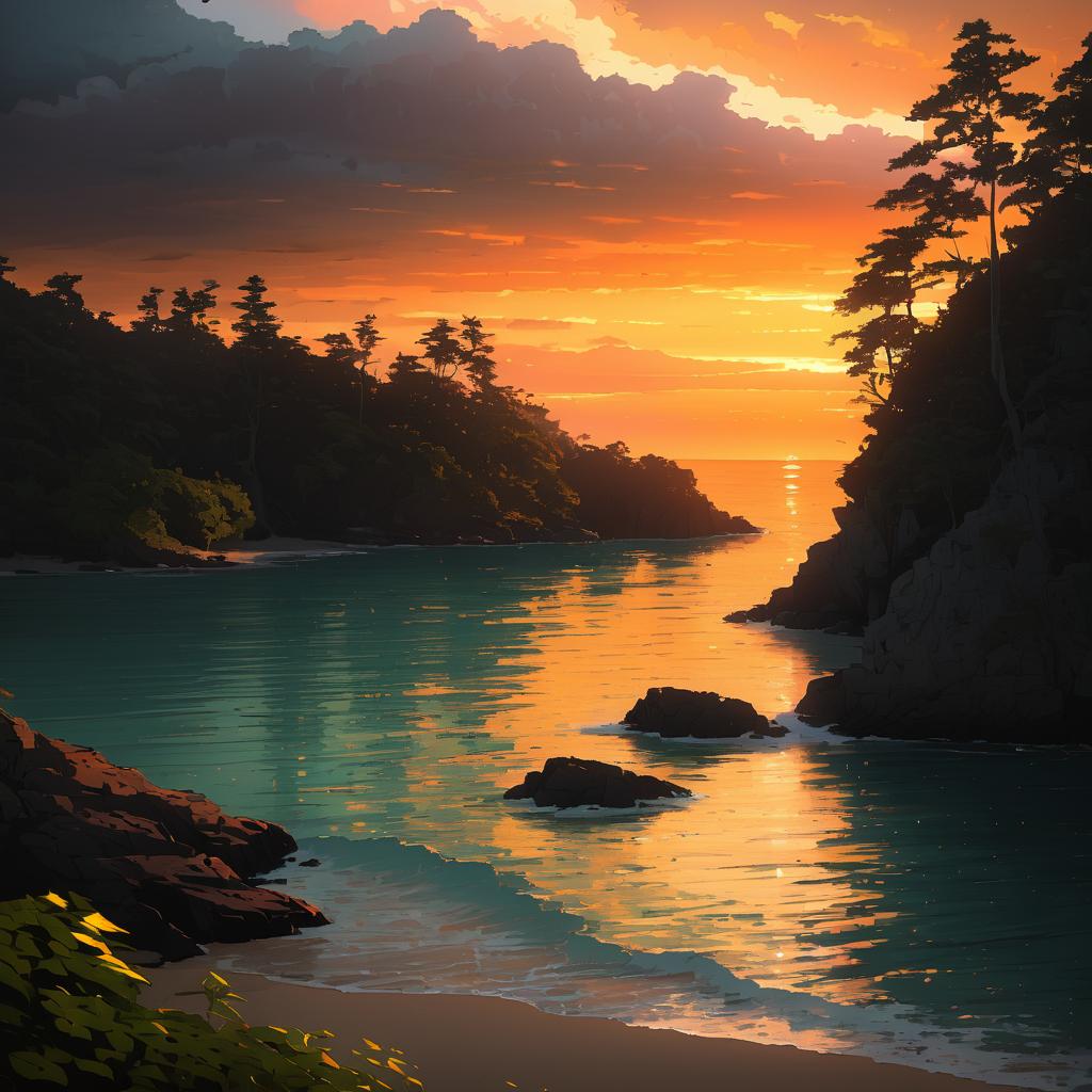 Tranquil Sunset at a Secluded Cove