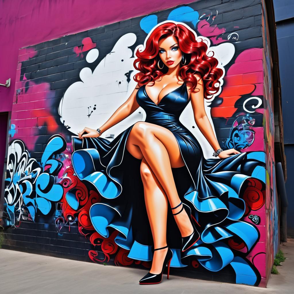 Stylish Cartoon Graffiti Art of a Woman