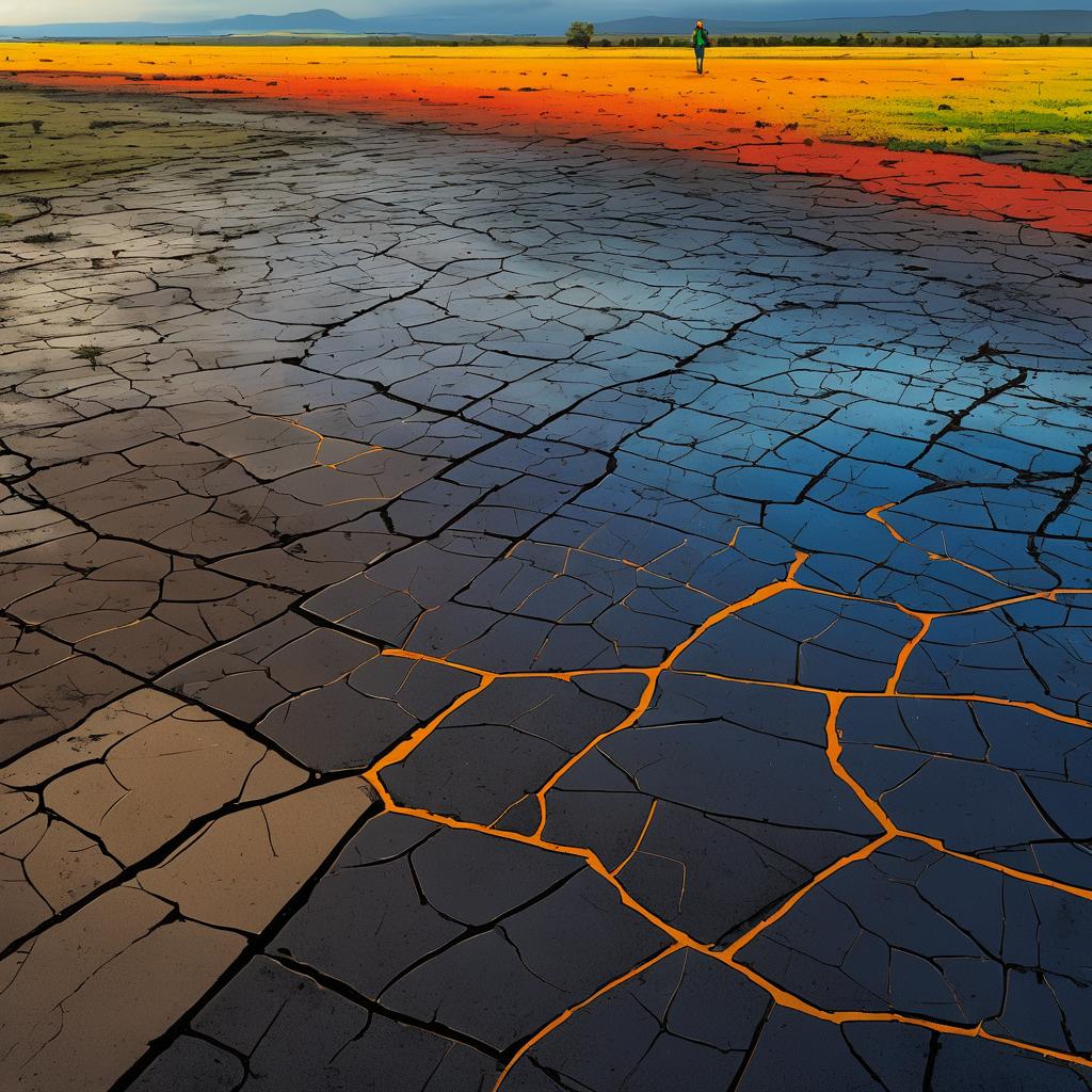 Dynamic Barren Landscape on Rainy Day