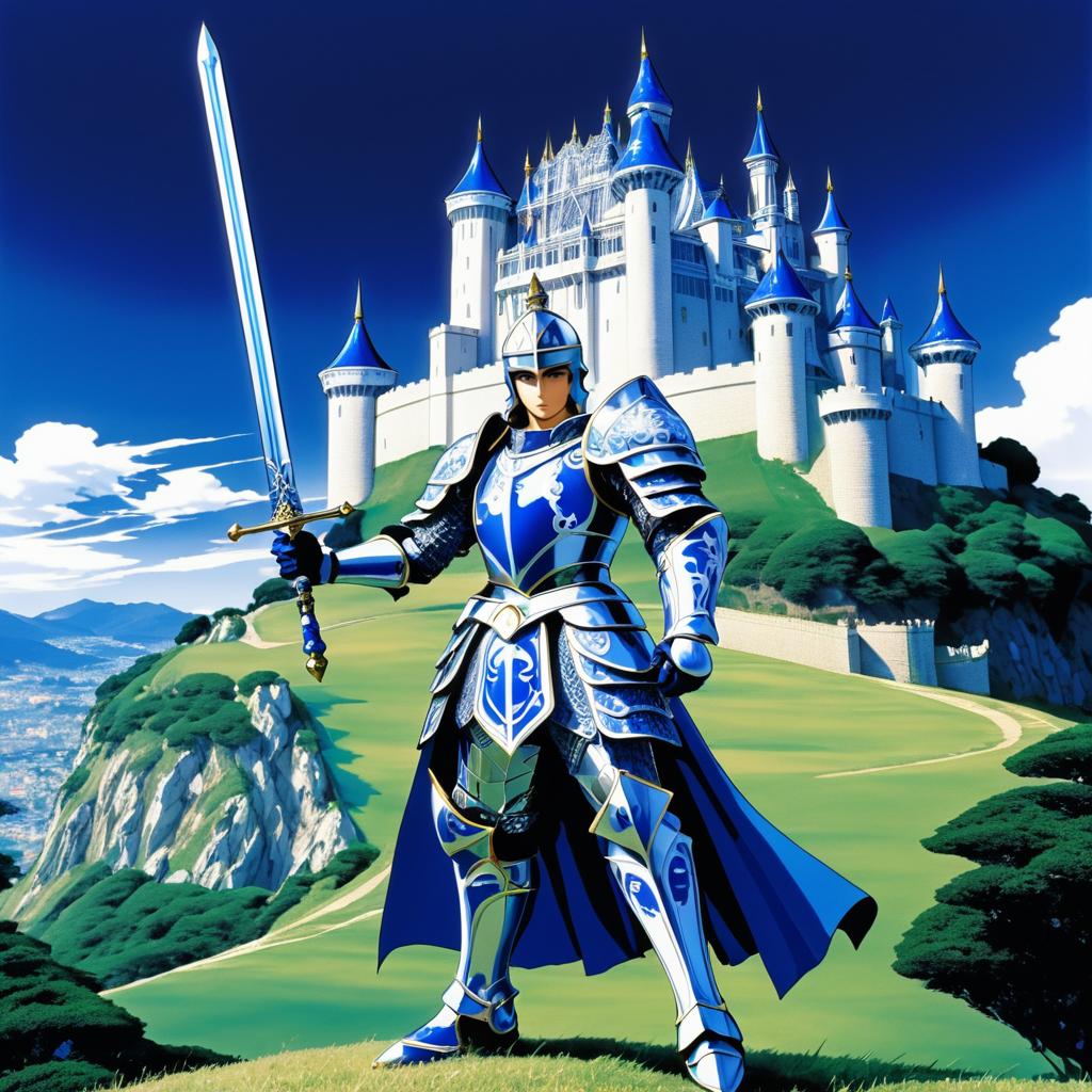 Heroic Knight and Majestic Castle Scene