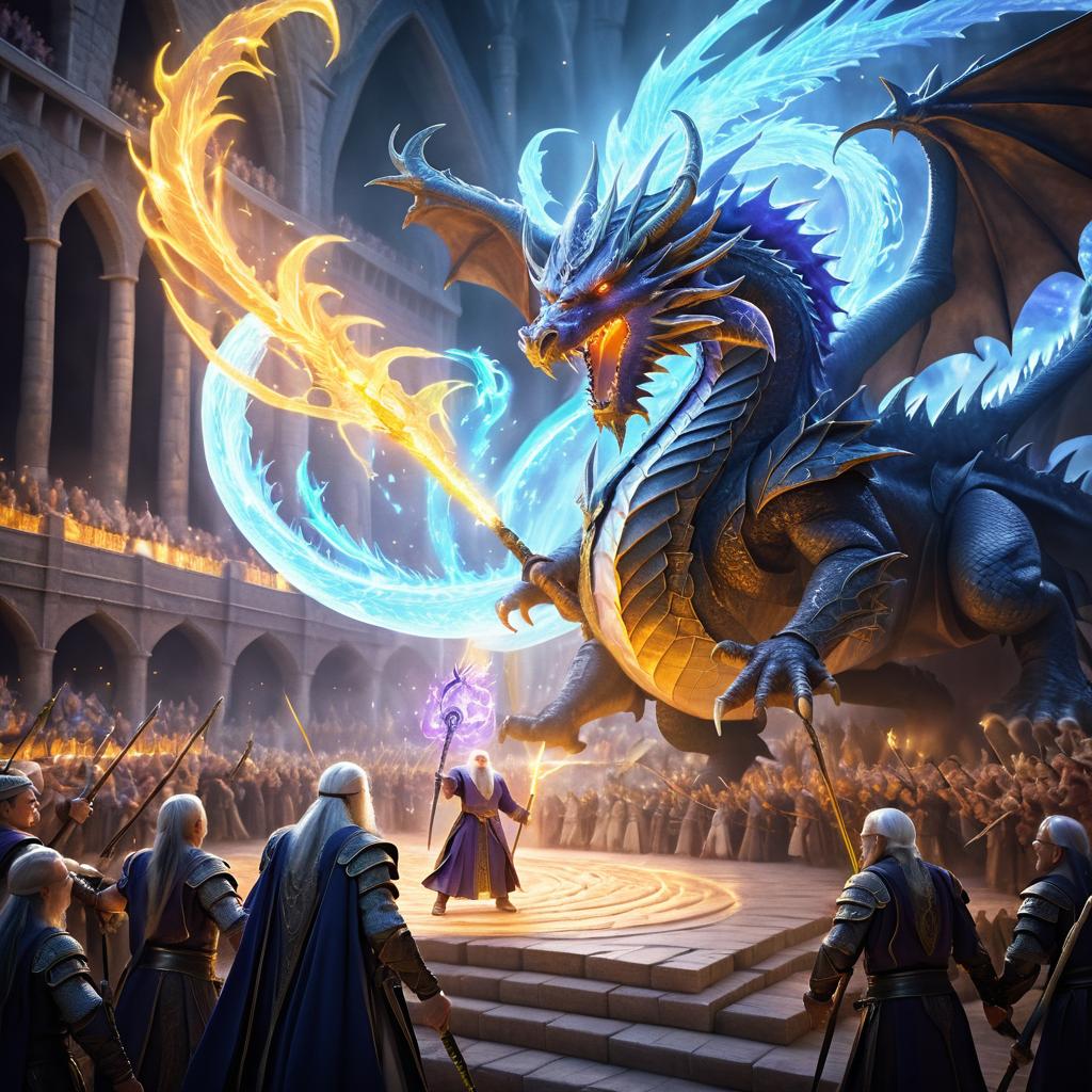 Elderly Mage vs Dragon in Arena