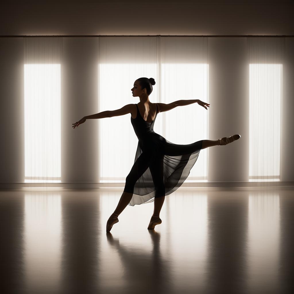 Serene Dancer in Dimly Lit Room