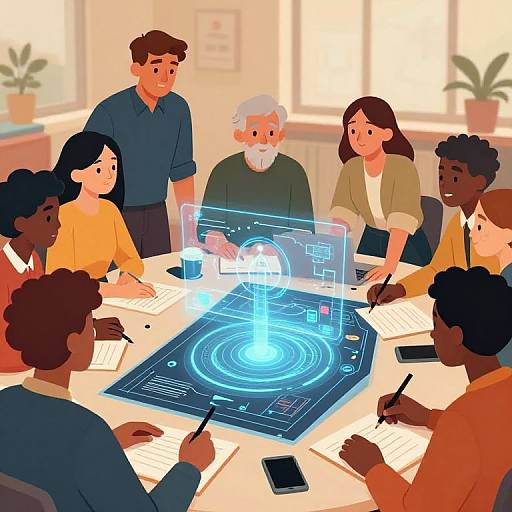 Collaborative Team Brainstorming Illustration