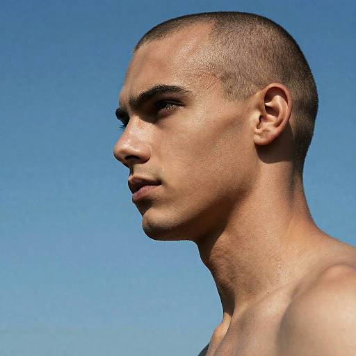 Focused Young Man Against Blue Sky