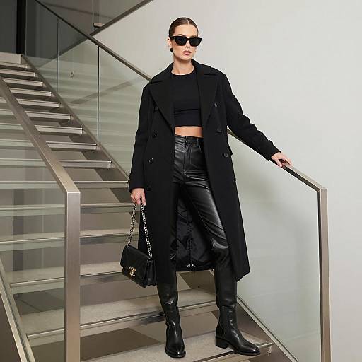 Stylish Woman on Sleek Staircase