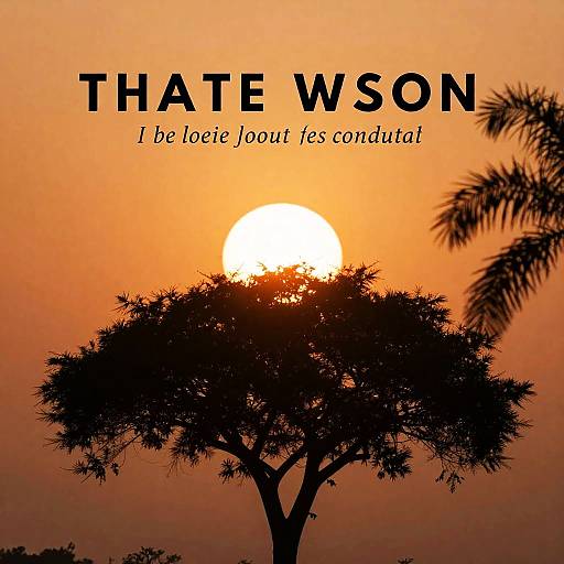 Sunset Tree Silhouette with Text Overlay