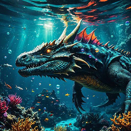 Colossal Dragon Swimming Underwater