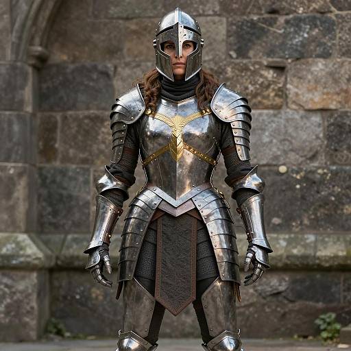 Female Warrior in Detailed Medieval Armor