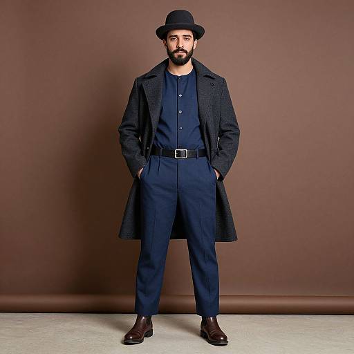Stylish Man in Boots and Coat