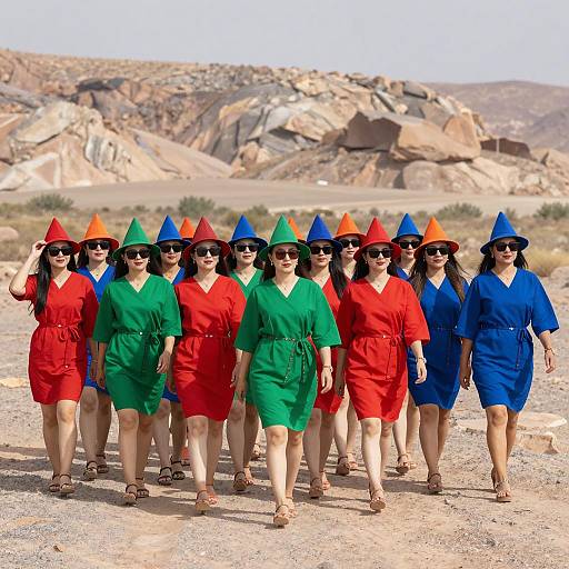 Vibrant Women in Desert Landscape
