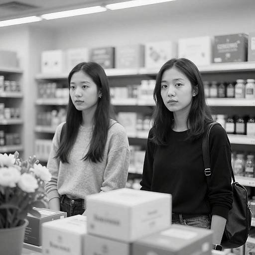 B&W Photo of Two Women in Store
