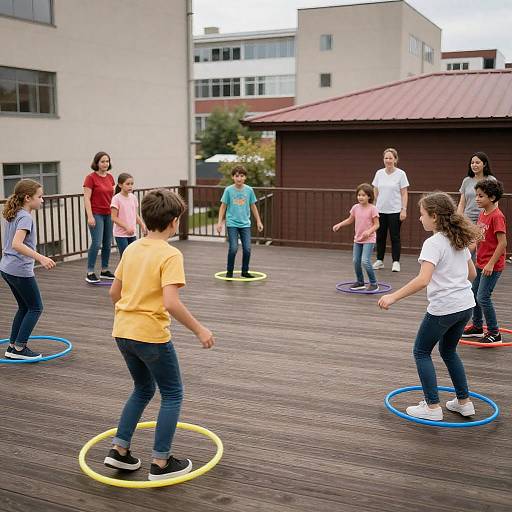 Lively Urban Hula Hoop Family Gathering