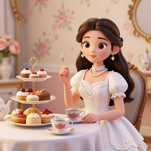 Whimsical 3D Tea Party Illustration