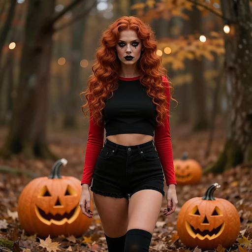 Enchanting Halloween Costume in Autumn Forest