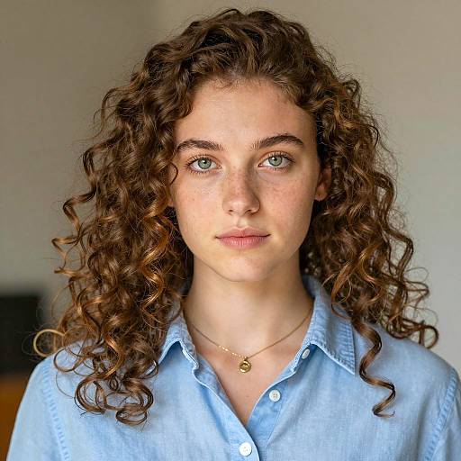 Portrait of a Young Woman with Curly Hair