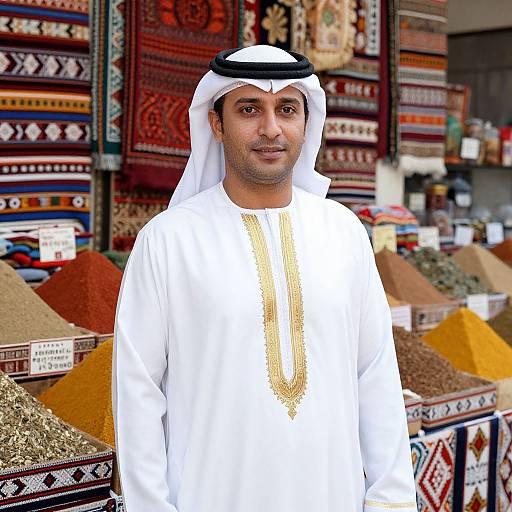 Middle Eastern Man in Vibrant Market