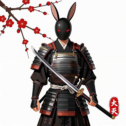 Samurai Warrior with Rabbit Ears Illustration
