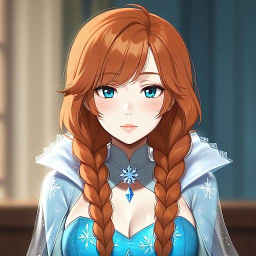 Illustration of Anna (frozen), frozen (disney) in the style of Terupancake