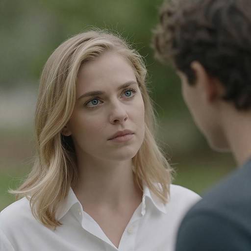 Serious Conversation Between Blonde Woman and Man