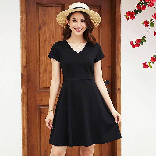 Smiling Woman in Straw Hat by Door