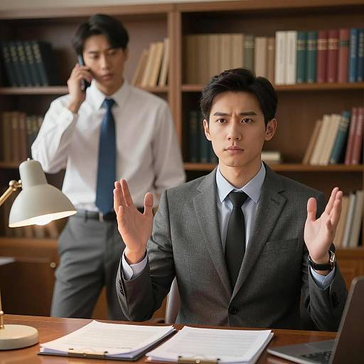 Office Dynamics: Two Men in Focus