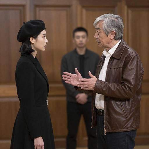 Beret and Leather in Wood-paneled Room