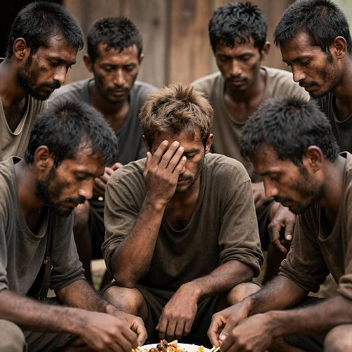 Rugged Men Sharing a Meal Together