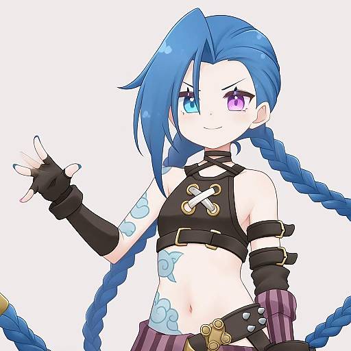 Illustration of Arcane jinx, league of legends in the style of Kadose ara