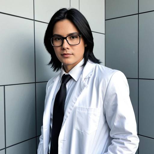 Young Man in White Lab Coat and Black Tie