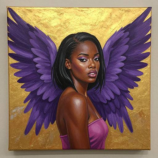 Vibrant Acrylic Painting of Winged Woman