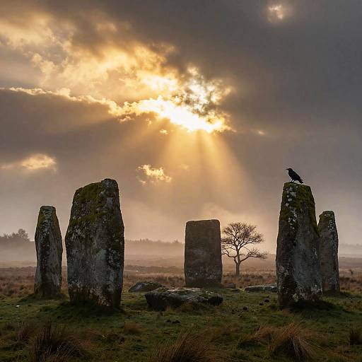 Foggy Moorland with Ancient Stones