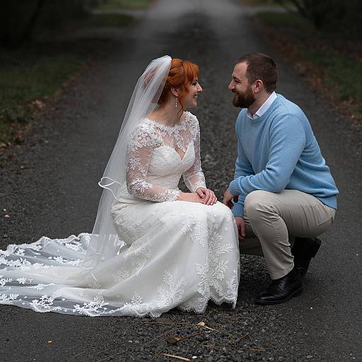 Intimate Wedding Moment on Gravel Path