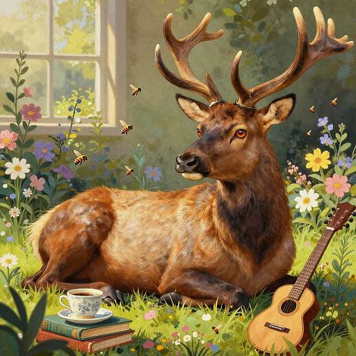 Adult Elk Beekeeper in Blooming Garden