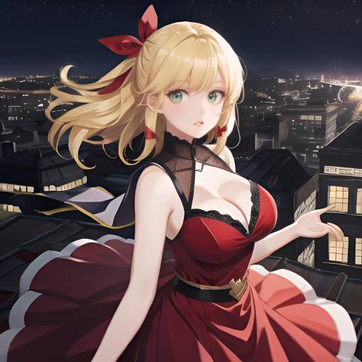 Ultra-Detailed Anime Girl on Rooftop
