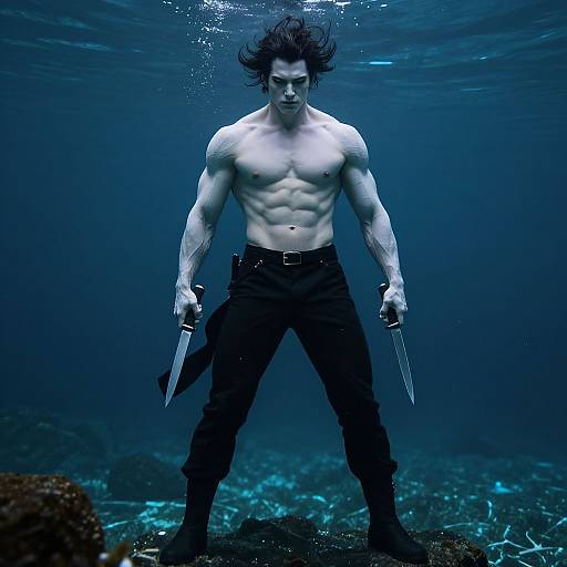 Arrogant Muscular Man Underwater