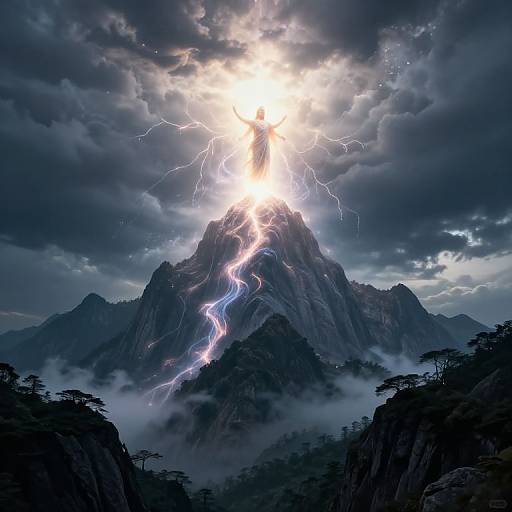 Radiant God Descending on Mountain