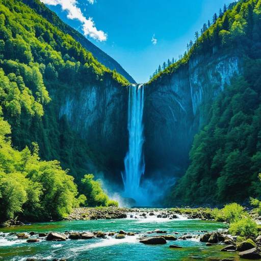 Serene Outdoor Landscape with Waterfall