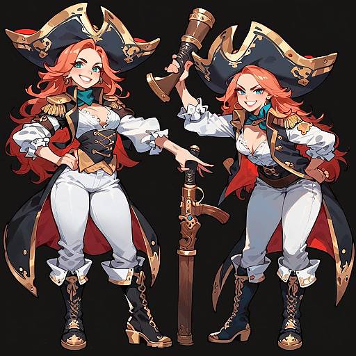 Dynamic Pirate Girl Reference Sheet