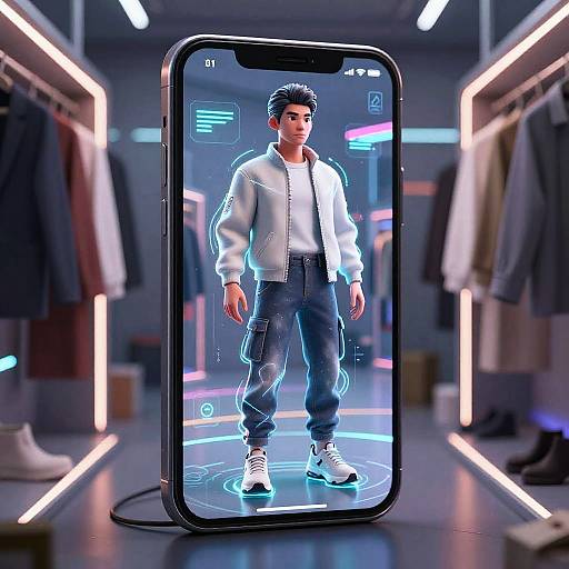 Cyberpunk Virtual Fitting Room Scene