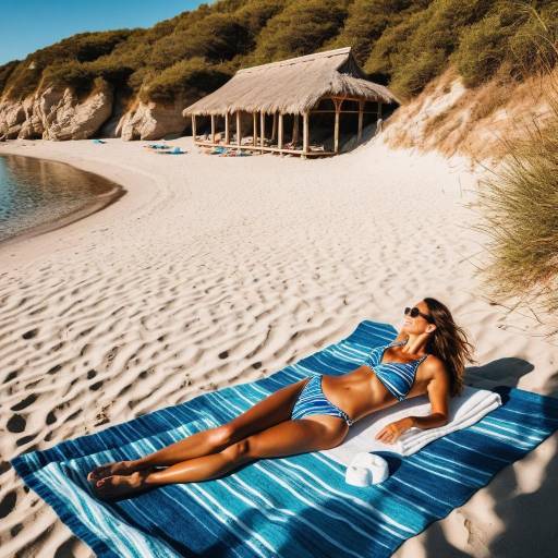 Sunbathing Woman on Remote Sandy Beach