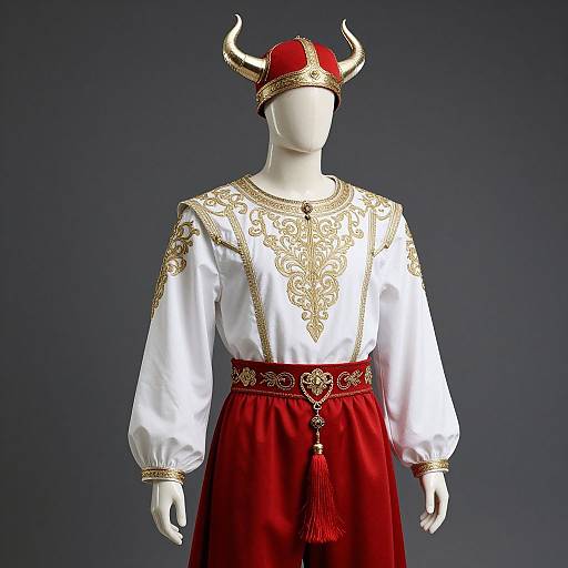Regal Medieval Mannequin in Vibrant Costume