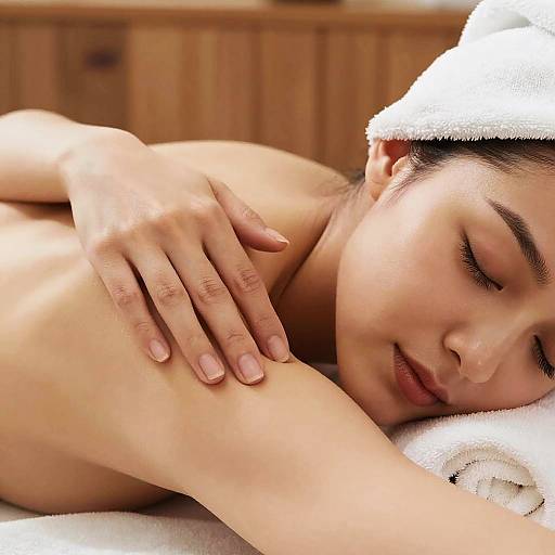 Relaxing Spa Massage with Woman Resting