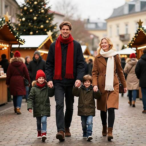 Warm Family Moment at Christmas Market
