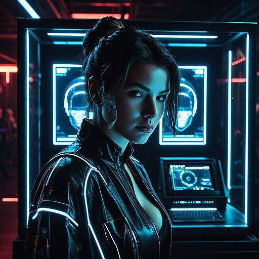 Caravaggio-Inspired Cyberpunk Woman Portrait Ultrarealistic Photo
