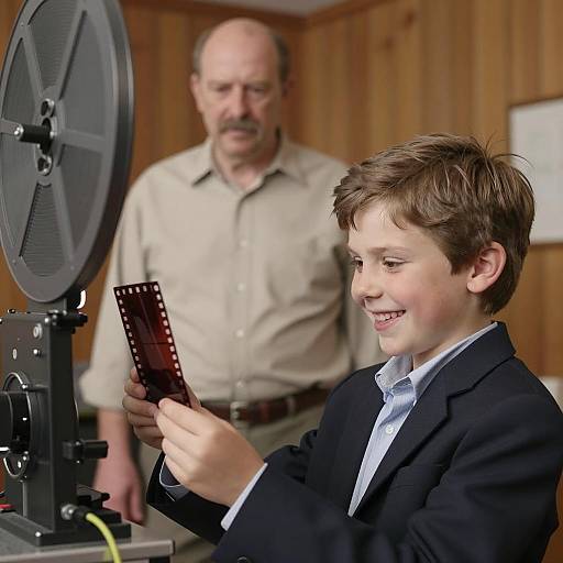 Joyful Boy with Film Strip in Studio